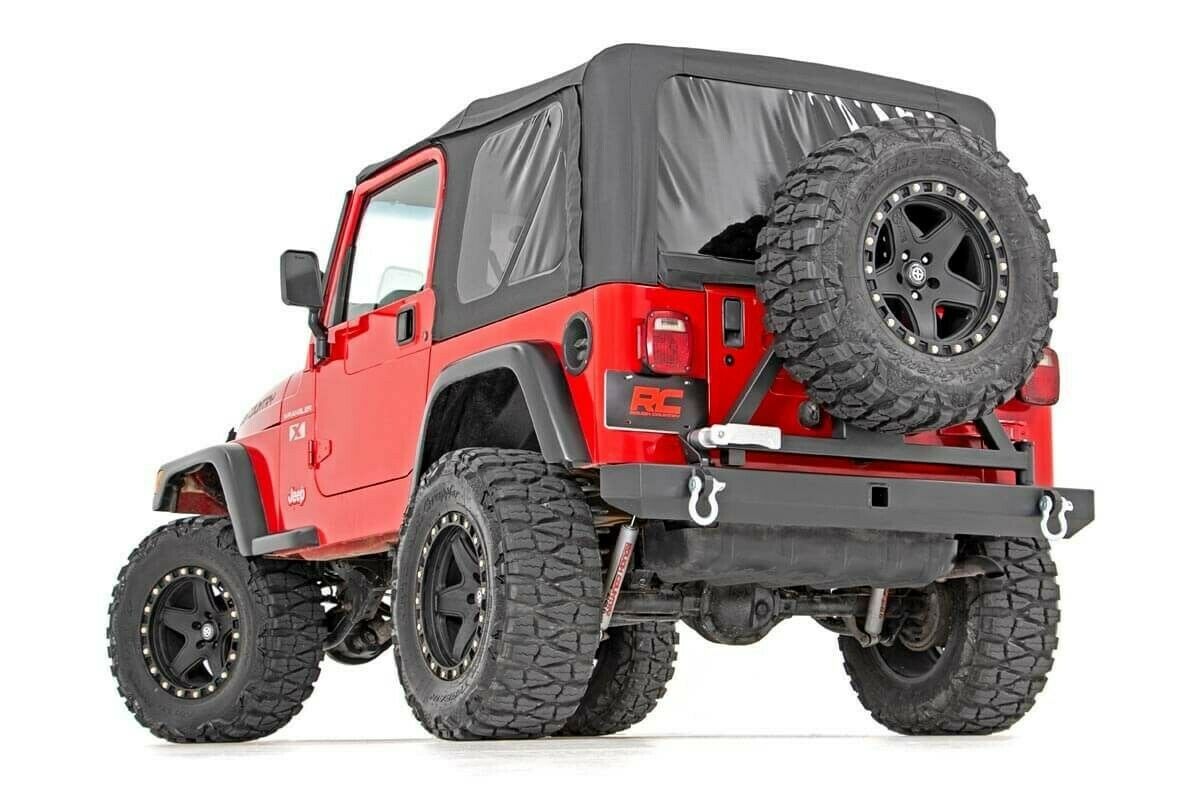 Powder Coated Steel Rear Bumper With D-Rings & 2" Receiver – Fits Jeep Wrangler TJ & YJ 1987-2006